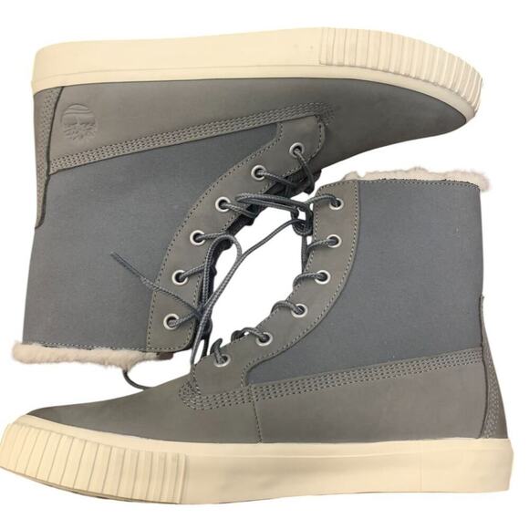 Timberland Women's Skyla Bay 6" Gray Faux Fur Fold Down Nubuck Boot US 8.5 - Picture 4 of 9